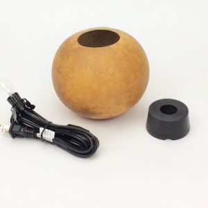 gourd luminary kit with cannonball gourd, rubber base, and light cord