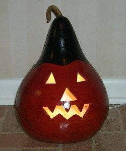 painted gourd jack-o'-lantern