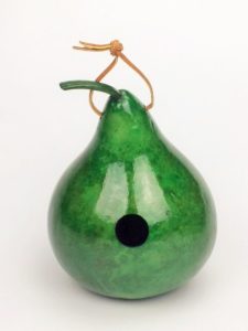 gourd birdhouse with green finish