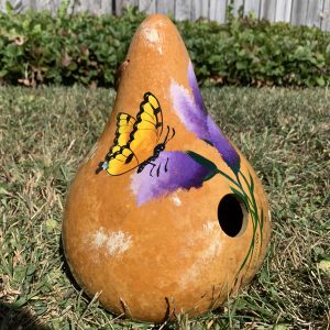 gourd birdhouse with painted design