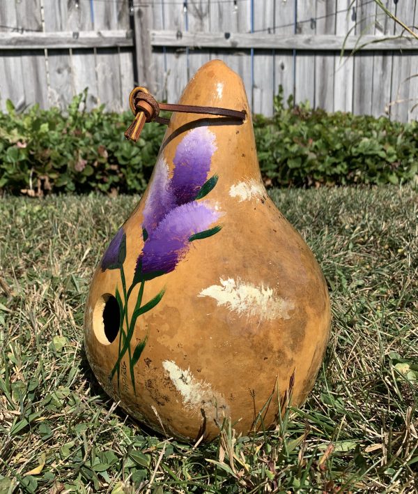 gourd birdhouse with flower design