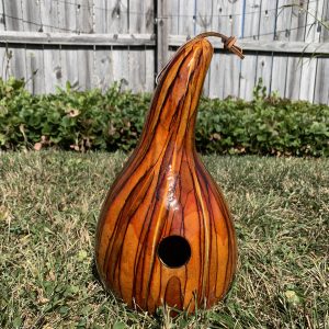 gourd birdhouse in a yard